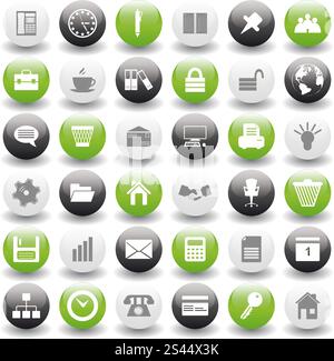 Business e Office insieme di vettori differenti icone sul web Illustrazione Vettoriale