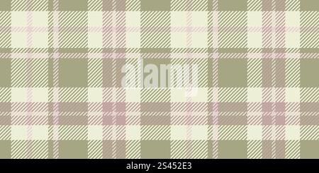 Un motivo a quadri senza cuciture in beige delicato, rosa chiaro e verde oliva, caratterizzato da linee e quadrati intersecanti per un look tartan tradizionale. Illustrazione Vettoriale
