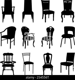 Collezione di sedie diverse sagome. Illustrazione Vettoriale. Illustrazione Vettoriale