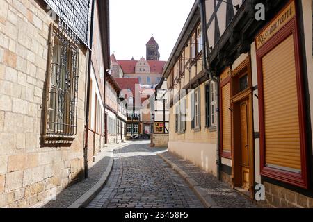 Impressionen: Fachwerkhaus, Quedlinburg (nur fuer redaktionelle Verwendung. Keine Werbung. Referenzdatenbank: http://www.360-berlin.de. © Jens Knappe. Foto Stock