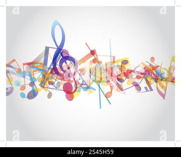 Multicolor note musicali sfondo personale. Illustrazione Vettoriale. Illustrazione Vettoriale