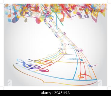 Multicolor note musicali sfondo personale. Illustrazione Vettoriale. Illustrazione Vettoriale