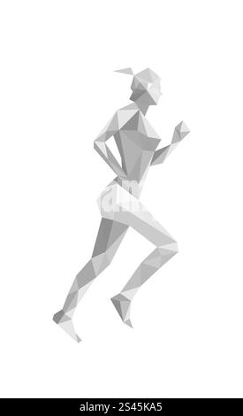 Illustrazione di athelette donna origami, isolata su sfondo bianco Illustrazione Vettoriale