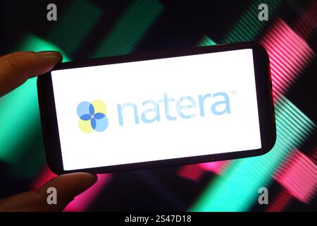 Polonia. 9 gennaio 2025. In questa immagine, il logo aziendale Natera è visualizzato sullo schermo di uno smartphone. (Credit Image: © Piotr Swat/SOPA Images via ZUMA Press Wire) SOLO PER USO EDITORIALE! Non per USO commerciale! Foto Stock