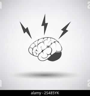 Icona di brainstorming su sfondo grigio con round ombra. Illustrazione Vettoriale. Illustrazione Vettoriale