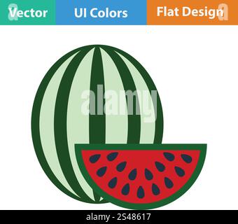 Design piatto icona del Cocomero nella UI di colori. Illustrazione Vettoriale. Illustrazione Vettoriale