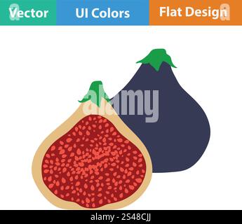 Design piatto icona della Fig frutto nella UI di colori. Illustrazione Vettoriale. Illustrazione Vettoriale