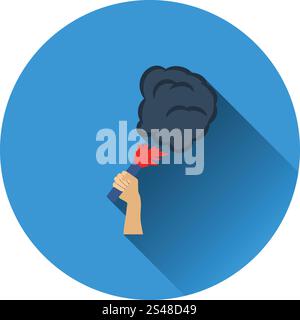 Gli appassionati di calcio di mano azienda bruciato flayer con icona di fumo. Schermo piatto a colori e design. Illustrazione Vettoriale. Illustrazione Vettoriale