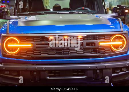 Detroit, Michigan, Stati Uniti. 10 gennaio 2025. La Ford Bronco Raptor fu esposta al Detroit Auto Show del 2025. Crediti: Jim West/Alamy Live News Foto Stock