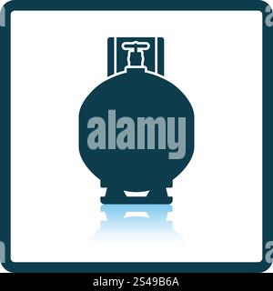 La bombola di gas e la relativa icona. Ombra di design di riflessione. Illustrazione Vettoriale. Illustrazione Vettoriale