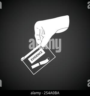 Mano che tiene la prova pocket icona. Sfondo nero con il bianco. Illustrazione Vettoriale. Illustrazione Vettoriale