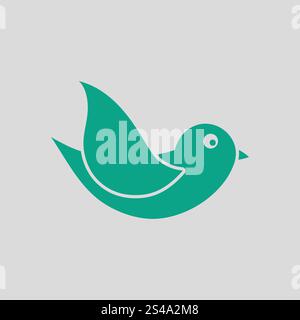 Icona di uccelli. Sfondo grigio con verde. Illustrazione Vettoriale. Illustrazione Vettoriale