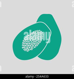 Icona di papaia. Sfondo grigio con verde. Illustrazione Vettoriale. Illustrazione Vettoriale