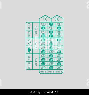 Tavolo da Roulette icona. Sfondo grigio con verde. Illustrazione Vettoriale. Illustrazione Vettoriale