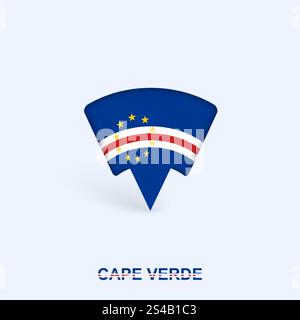 Design puntatore mappa bandiera Capo Verde con ombra. Illustratore vettoriale. Illustrazione Vettoriale
