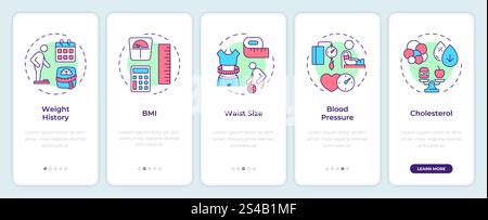 Diagnosi obesità onboarding schermata dell'app mobile Illustrazione Vettoriale
