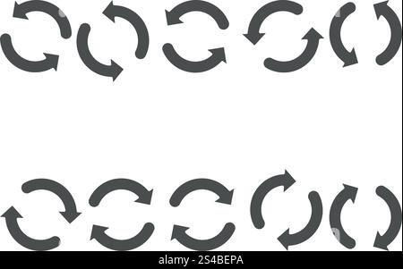 Frecce circolari doppie di colore grigio. Set di colori grigi per frecce a doppio cerchio. Illustrazione Vettoriale