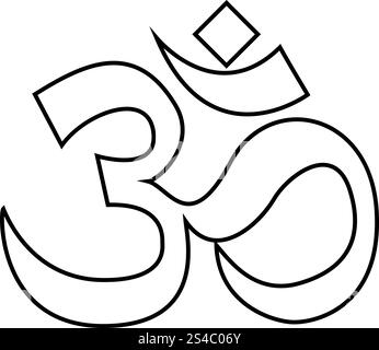 Simbolo Induism Om icona segno di colore nero illustrazione vettoriale stile piatto semplice immagine Illustrazione Vettoriale