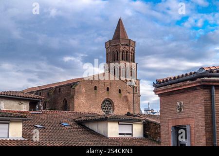 Chiesa di San Nicola, stile architettonico gotico meridionale, St. Cyprien, Tolosa, alta Garonna, Occitania, Francia Foto Stock