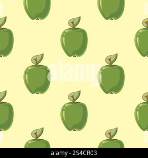 Mele vettoriali verdi, sfondo senza cuciture. Mele vettoriali verdi sfondo senza cuciture. Illustrazione della frutta fresca naturale Illustrazione Vettoriale