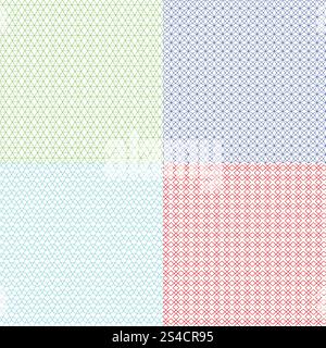 Serie vettoriale di modelli ghiglioche per voucher, banconote, certificati e consistenza monetaria. Serie vettoriale di modelli ghiglioche per voucher, banconote, certificati e consistenza monetaria. Filigrana astrazione infinita illustrazione a colori di sfondo Illustrazione Vettoriale