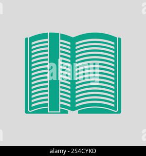 Libro aperto con icona segnalibro. Sfondo grigio con verde. Illustrazione Vettoriale. Illustrazione Vettoriale