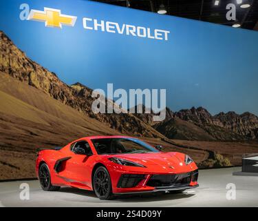 DETROIT, mi/USA - 10 GENNAIO 2025: Una Chevrolet Corvette Stingray 3LT del 2025, North American International Detroit Auto Show (NAIAS). Foto Stock