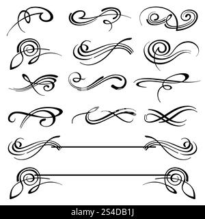 La calligrafia perla decora vettoriale. Calligrafia fiorente tatuaggio, illustrazione della decorazione prosperano elementi classici. La calligrafia perla decora vettoriale Illustrazione Vettoriale