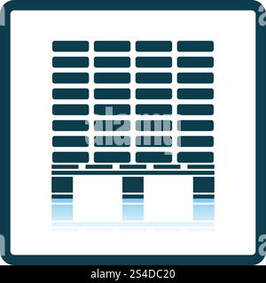 Icona della costruzione pallet . Ombra di design di riflessione. Illustrazione Vettoriale. Illustrazione Vettoriale
