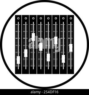 Musica equalizzatore icona. Cerchio sottile design. Illustrazione Vettoriale. Illustrazione Vettoriale