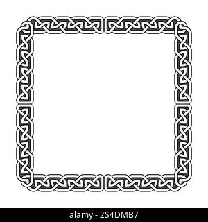 La cornice medioevale dei nodi celtici è in bianco e nero. Illustrazione di antichi elementi tribali ornamentali. La cornice medioevale dei nodi celtici è in bianco e nero Illustrazione Vettoriale
