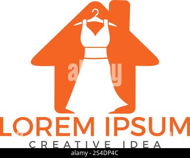 Vesti il logo di un salone boutique o di un atelier di moda. Modello per sartoria. Illustrazione Vettoriale