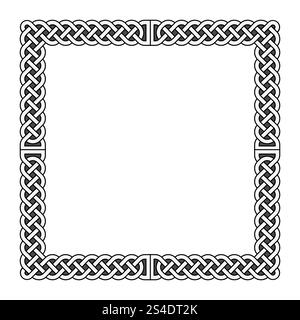 La cornice medioevale dei nodi celtici è in bianco e nero. Illustrazione del modello del telaio decorativo. La cornice medioevale dei nodi celtici è in bianco e nero Illustrazione Vettoriale