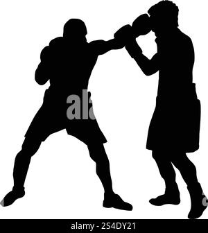 Silhouette di inscatolamento. Nero su bianco. Illustrazione Vettoriale. Illustrazione Vettoriale