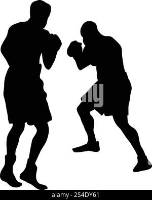 Silhouette di inscatolamento. Nero su bianco. Illustrazione Vettoriale. Illustrazione Vettoriale