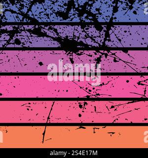 Sfondo a righe grunge retrò per il tramonto nello stile degli anni '80 e '90 Illustrazione Vettoriale