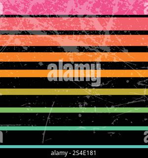 Sfondo a righe grunge retrò per il tramonto nello stile degli anni '80 e '90 Illustrazione Vettoriale