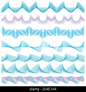 Modello di valuta, bordi guilloche senza cuciture, complesso gruppo di vettori di filigrana bancaria. Decorazione a ghiglioche per certificato o illustrazione di banconote di sicurezza. Modello di valuta, bordi guilloche senza cuciture, complesso gruppo di vettori di filigrana bancaria Illustrazione Vettoriale