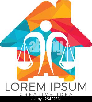Emblema giuridico del centro legale. Design del logo Law. Illustrazione Vettoriale