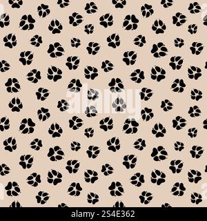 Motivo vettoriale senza cuciture con impronte di cani o lupi sporchi. Sfondo con zampa di cane, illustrazione del motivo con stampa zampa di animale. Motivo vettoriale senza cuciture con impronte di cani o lupi sporchi Illustrazione Vettoriale