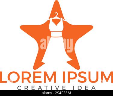 Vesti il logo di un salone boutique o di un atelier di moda. Modello per sartoria. Illustrazione Vettoriale