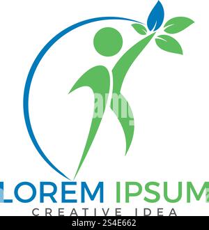 Design del logo del carattere medico umano. Modello di disegno del logo per la clinica, l'ospedale, il centro medico. Illustrazione Vettoriale