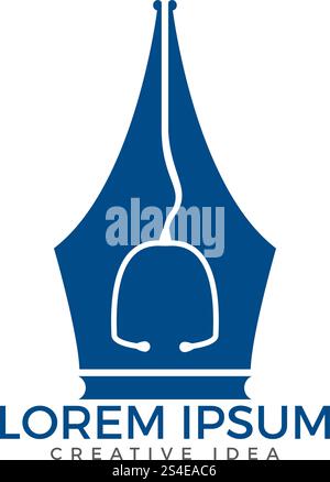Pennino e vettore del logo dello stetoscopio. Logo Education. Logo istituzionale ed educativo vettoriale. Illustrazione Vettoriale