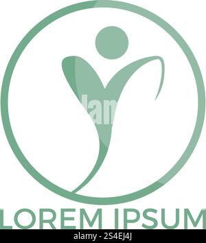 Design del logo della salute umana. Illustrazione del concetto del logo del vettore sanitario. Modello di disegno del logo per la clinica, l'ospedale, il centro medico, il medico e così via Illustrazione Vettoriale