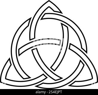 Triquetra nel cerchio Trikvetr knot forma Trinity knot icona colore nero illustrazione vettoriale stile piatto semplice immagine Illustrazione Vettoriale
