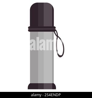 Cartoon Camping thermos in stile piatto isolato su sfondo bianco. Illustrazione Vettoriale