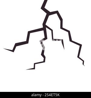 Parete rotta o altra superficie con spaccatura. Danni da ruggine. Si rompe dal terremoto. Illustrazione Vettoriale