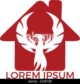 Logo Phoenix Home Design. Modello di design del logo immobiliare e di costruzione. Illustrazione Vettoriale