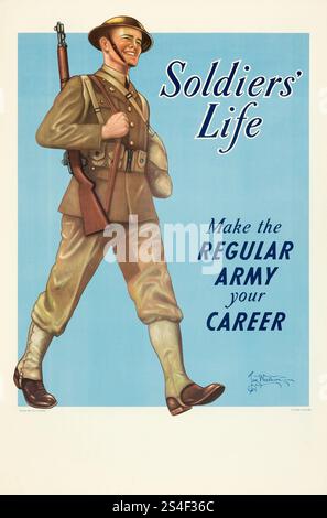 Poster della seconda guerra mondiale (Ufficio stampa del governo degli Stati Uniti, 1941). Poster di reclutamento "Soldiers' Life", opera d'arte di Tom Woodburn Foto Stock