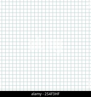 Pattern matematico senza cuciture. Carta a griglia blu quadrata. Foglio per notebook vuoto. Modello tipografico sottile per l'istruzione, la produzione di notebook, la scuola. Illustrazione Vettoriale